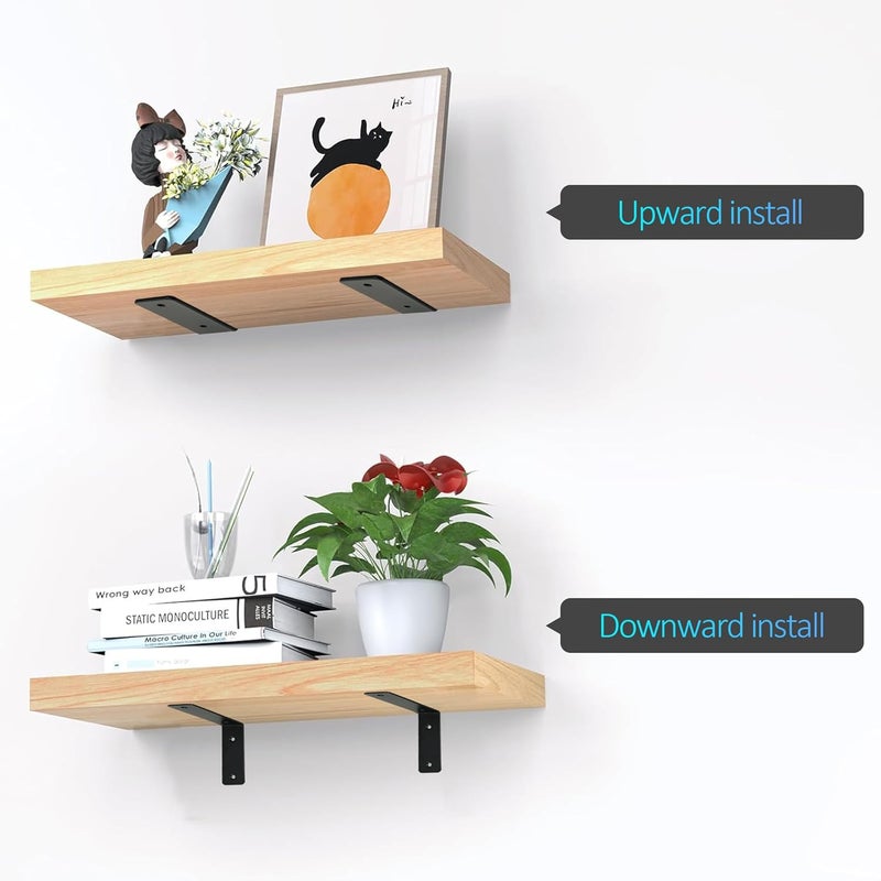Redunest L Floating Shelf Brackets,4 Pack Heavy Duty L Brackets for Shelves, L 6" X H 4" Black Metal Countertop Support Brackets,Wall Mounting for Wood - Image 5